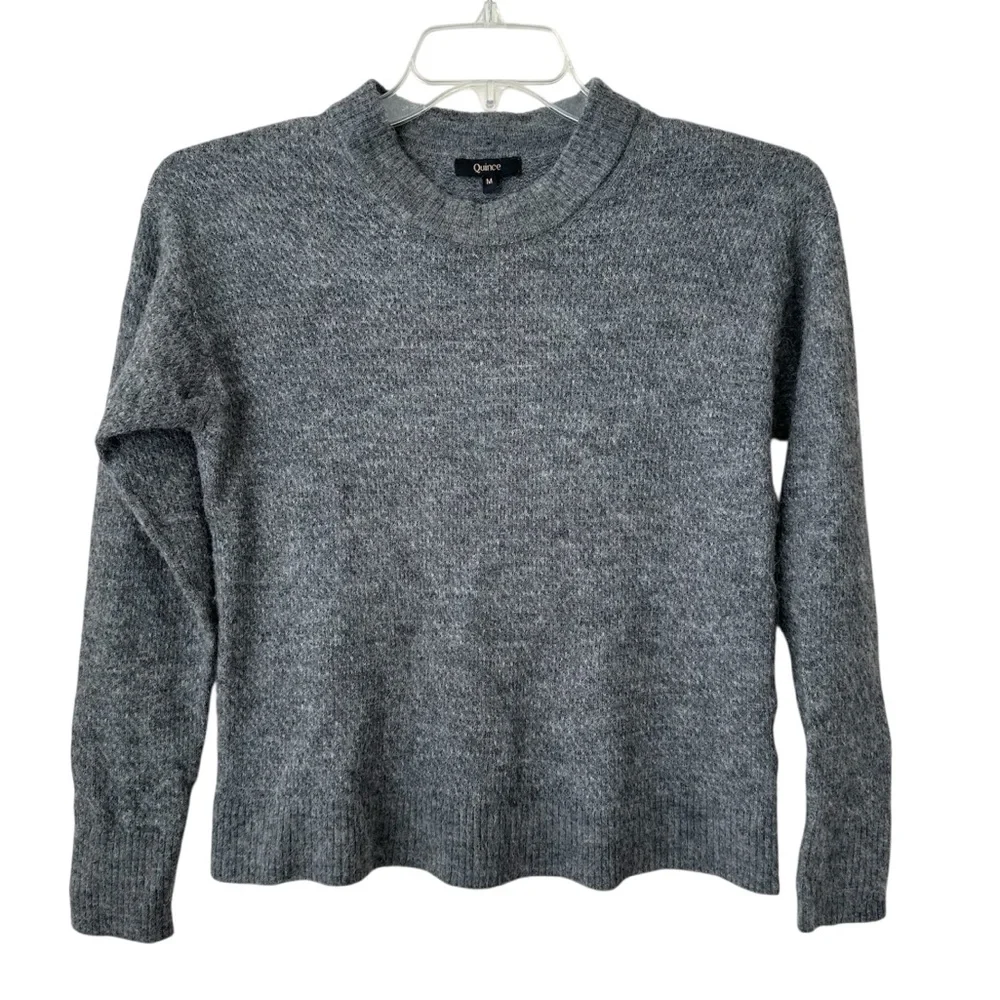 QUINCE BABY ALPACA-WOOL DIAMOND STITCH CREW - Picture 2 of 7